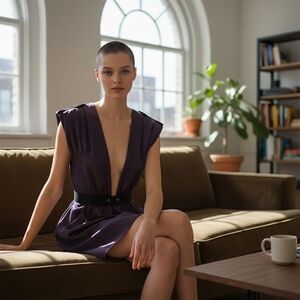 Cynthia Steffe Natasha Purple Plum Ribbon Trim Dress, Size 2